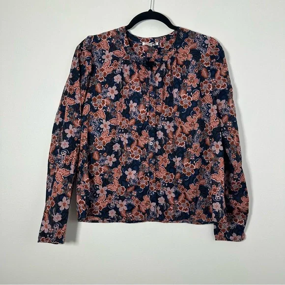 Anthropologie Sundry Floral Boho Cottagecore Button Down Long Sleeve Blouse S - Picture 2 of 8